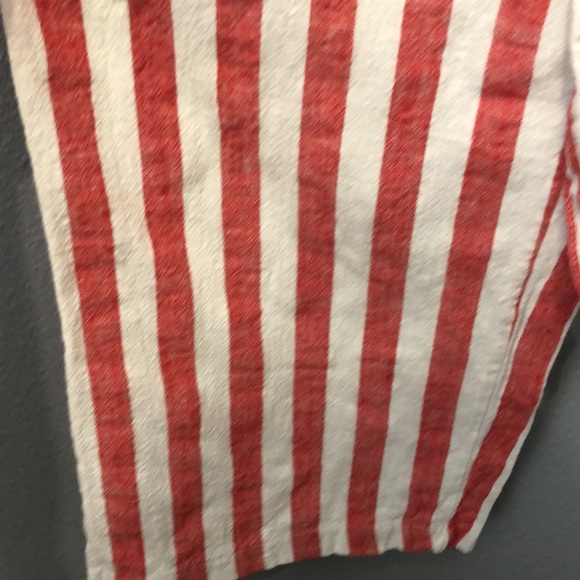 kensie jeans romper Women's M Medium red white striped chevron wide legs linen - Picture 6 of 11